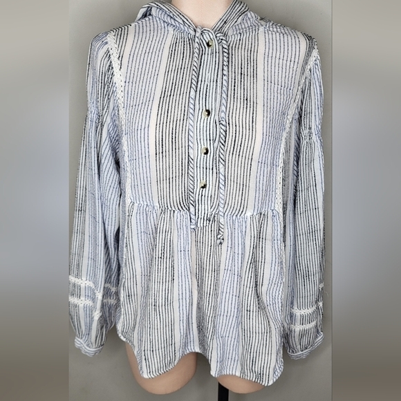 Free People Baja Babe Hooded Stripe Pullover Top Size Small $128 - Picture 4 of 10